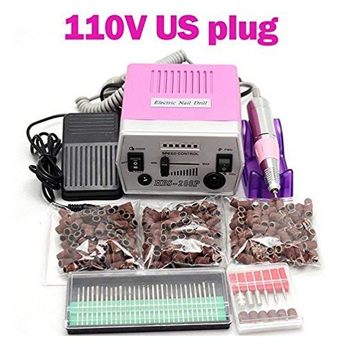 18W Electric Nail Drill Machine Manicure Nail Tools & Accessories Set 30pcs Bits+300x Sanding Bands (110V US Plug, Blue)