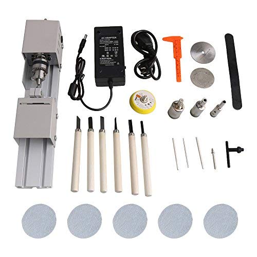 Yibuy 24V Mini Lathe Polisher Machine Tool Set for Grinding Cutting Processing