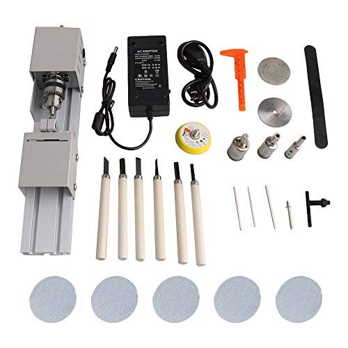 Mxfans 24V Woodworking Mini Lathe Polishing Cutting Drilling Machine Tool Set