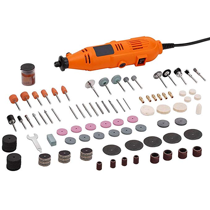 243pc Advanced Multi-functional Rotary Tool Kit, HomeYoo 135W Portable Electric Mini Die Grinder Tool Kit for Cutting, Grinding, Sanding, Sharpening, Carving & Polishing (Orange)