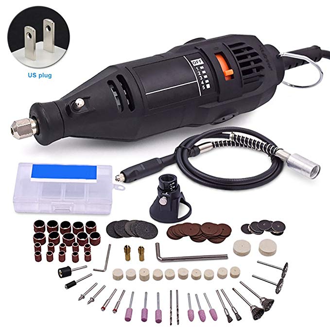 120pcs DIY 5-speed Adjustable Electric Grinder Set Cutting Grinding Drilling Milling Engraving Pen Tool for Jewelry Metal Glass Wood(US plug)