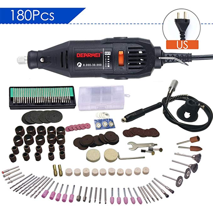 Impact Drill Metal Grinder, 130W Skill Hammering Drilling Machine Rotary Tool Kit, 180pcs Multi Purpose Advance Mini Drill Grinder Machine Set for Crafting Cutting Grinding Drilling Polishing