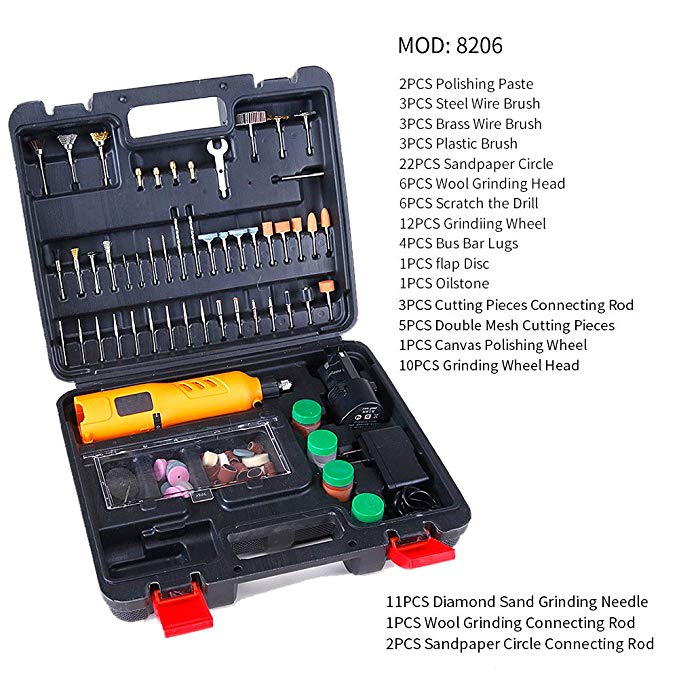 ZHENLI Rotary Tool Kit 12-Volt Lithium Six-Speed Control Multi-Functional With 96 Pcs Accessories