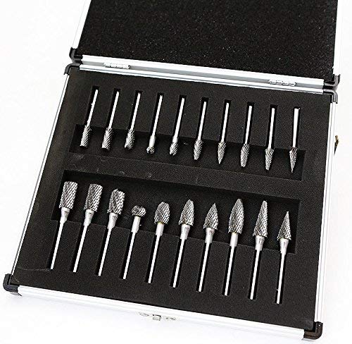 TimmyHouse Cut Carbide Rotary 20 Pc Double Burr Set Bits Tree Flame Cone Ball Oval Tapered