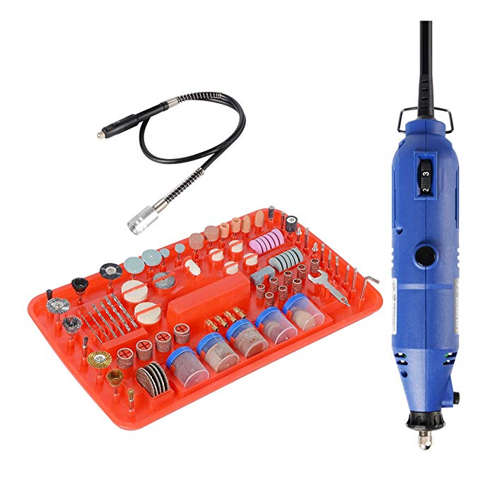 YXQ Electric Drill Sculpture Grinder Tools Set w Soft Shaft Toolbox 180W/6 Step Variable Speed/8000-30000 RPM/0.5-3.2mm Collet For DIY Wood Jade Stone Small Crafts Polishing Cutting Drilling Grinding