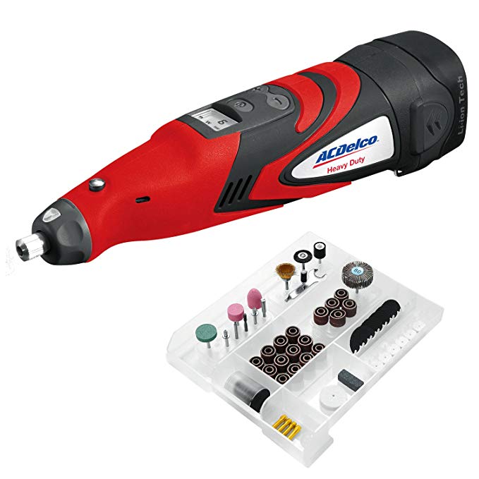 ACDelco ARG1207 Li-ion 12V Rotary Tool /Smart Repair Kit, Dremel Type w/ accessories, 2-battery included